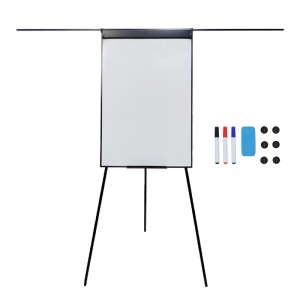 Relaxdays Flipchart Whiteboard Aluminium Schwarz Höhenverstellbar Magnetisch Abwischbar Mit 2 Armen 100 cm x 70 cm 4,2 kg