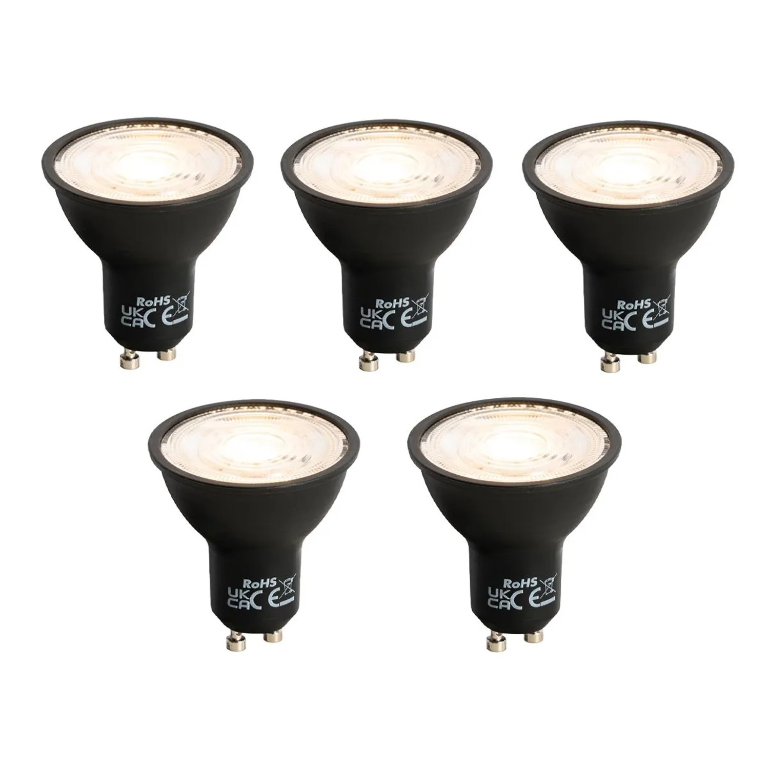 LUEDD Set mit 5 GU10 LED Lampe Schwarz 7W 610,m 3000K