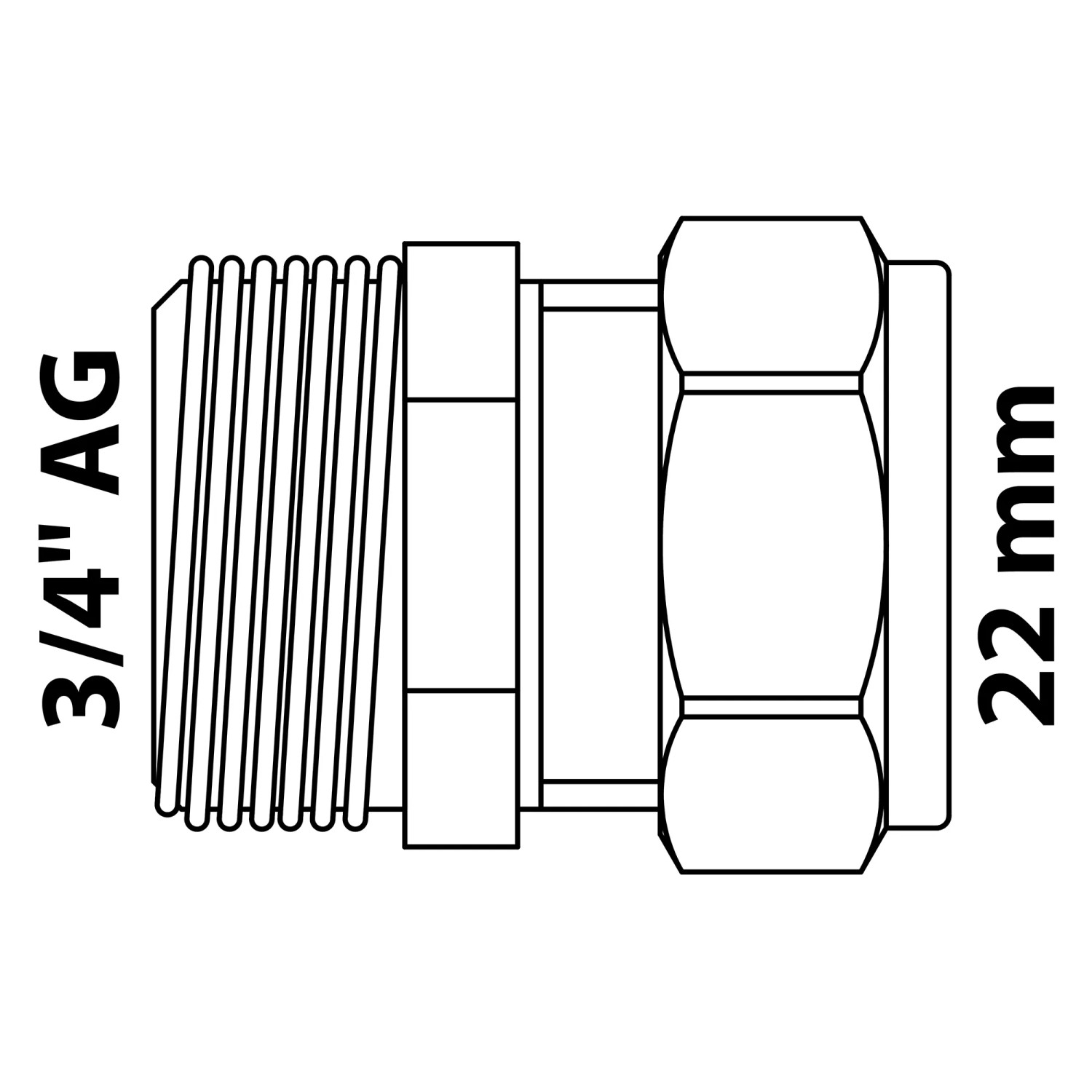 Produktbild von Übergangskupplung 3/4 Zoll AG Auf Kupferrohr 22 Mm – Messing Klemmverbinder Mit Überwurfmutter Und Klemmring