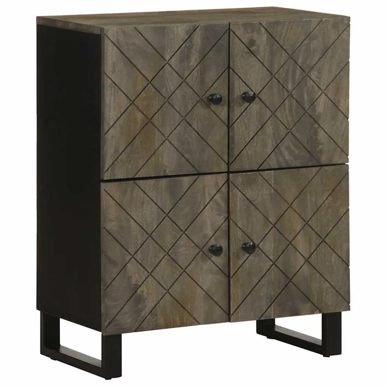 vidaXL Sideboard Schwarz 60x33x75 cm Massivholz Mango 4017710