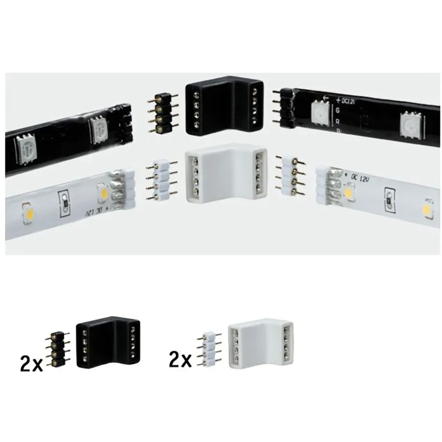 Paulmann YourLED Eckverbinder 4er-Pack, weiß und schwarz, für LED-Streifen zur Eckverbindung.
