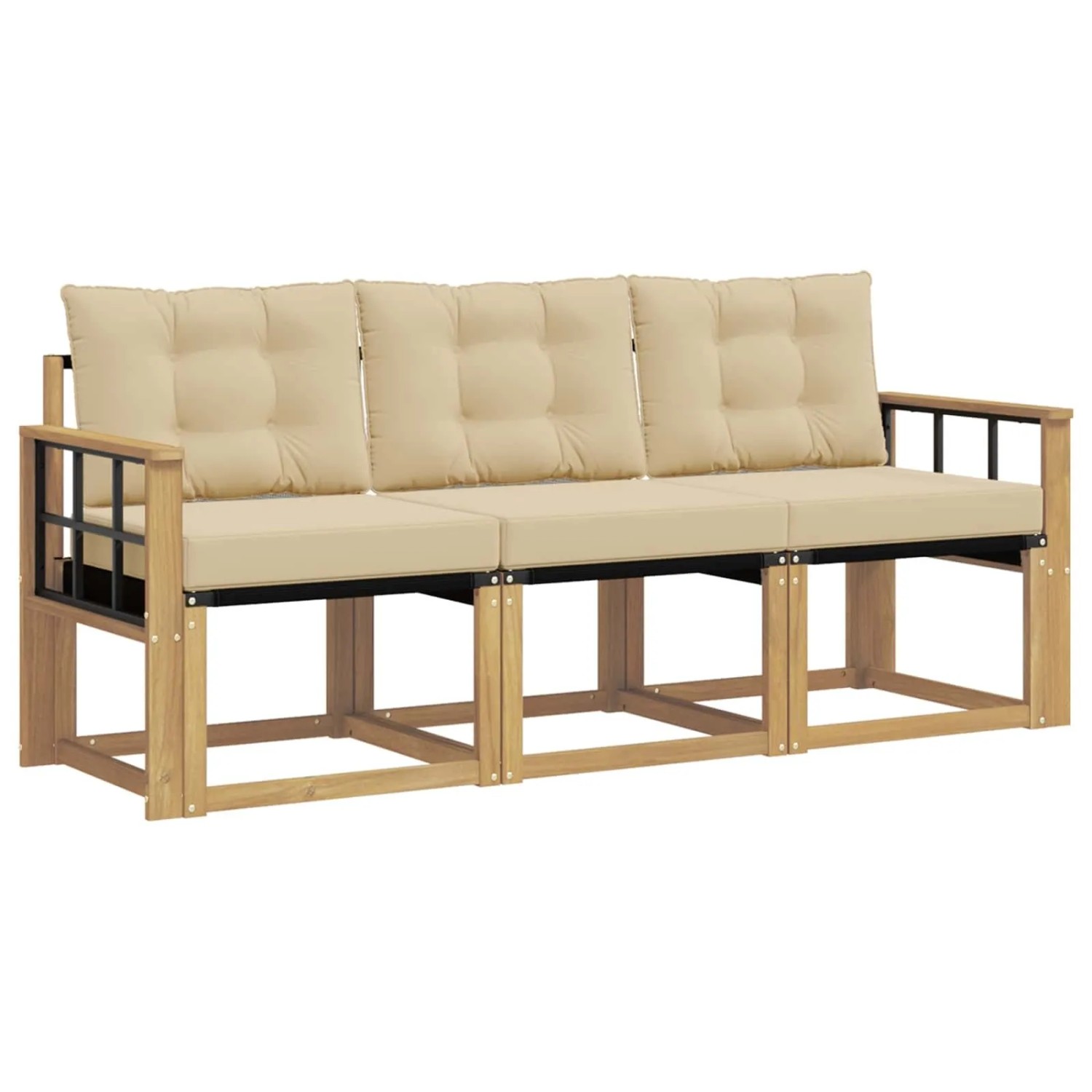 vidaXL Outdoor-Sofagarnitur mit Kissen 3-Tlg Weiß und Beige 3389171