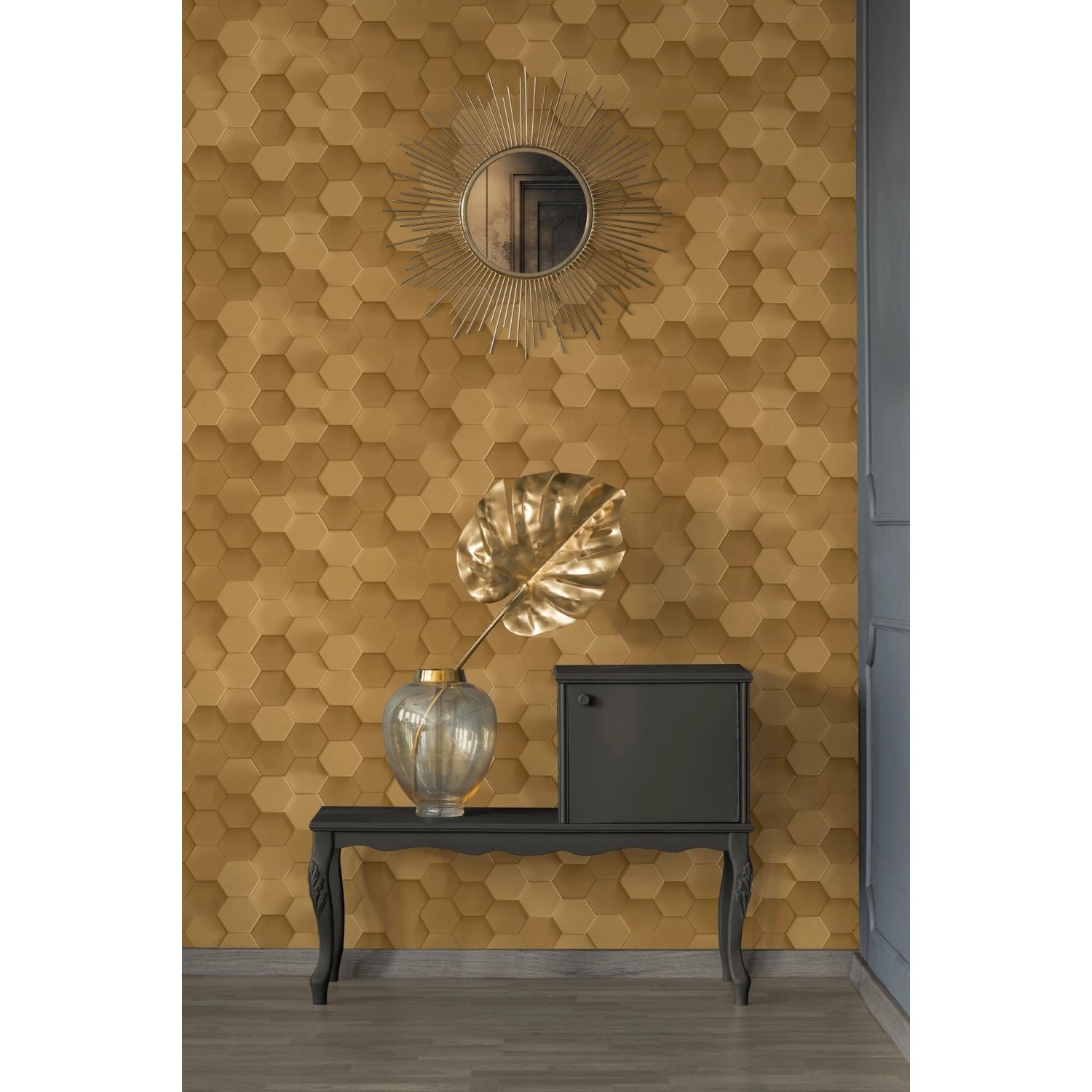 Bricoflor 3D Tapete anthrazit Ideal für Büro und Schlafzimmer Hexagon Tapet günstig online kaufen