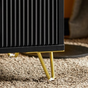 Detailansicht: Schwarzer SoBuy Nachttisch FBT115-SCH mit goldenen Beinen.