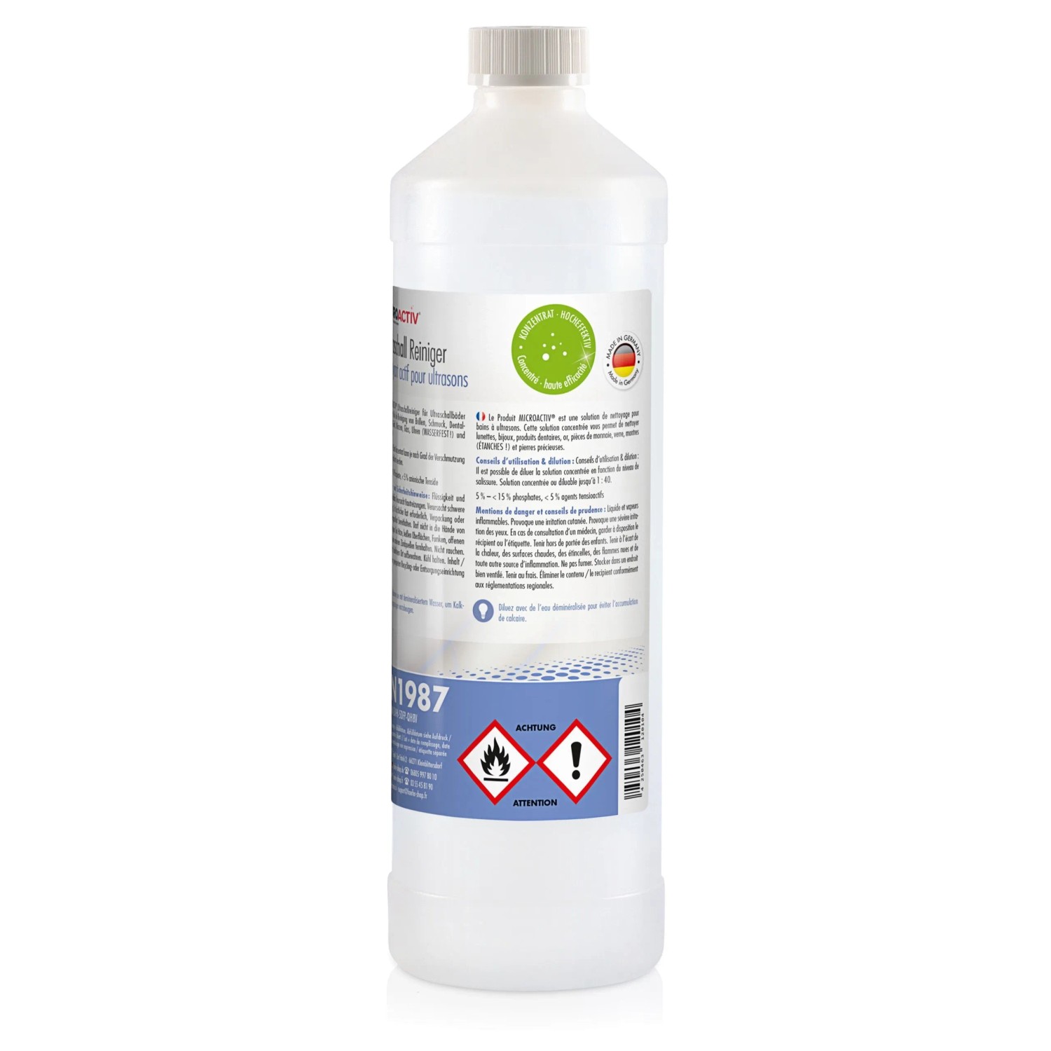 Microactiv Ultraschallreiniger, 6 x 1l Flasche für Ultraschallbad Geräte.