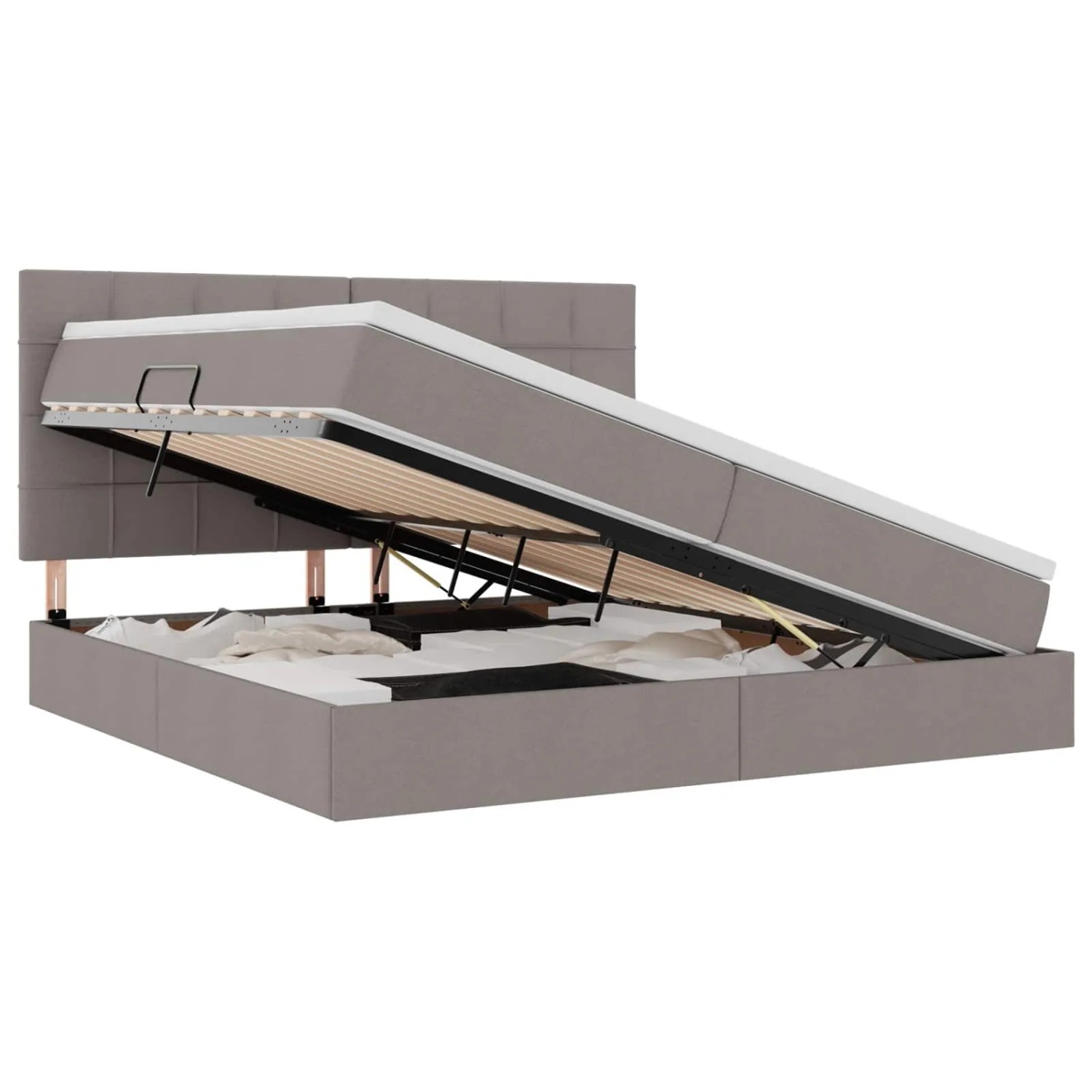 vidaXL Stauraumbett mit Matratze Taupe 200 x 200 cm Kunstleder 3371805 günstig online kaufen