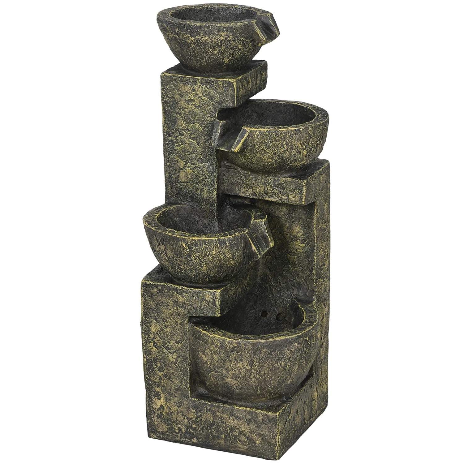 Outsunny Gartenbrunnen Einstellbar Kunstharz Schwarz 25L x 24B x 60H cm