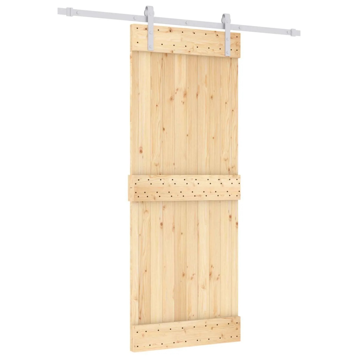 vidaXL Schiebetür Natur und Weiß 80 x 210 cm Massivkiefer 3444934