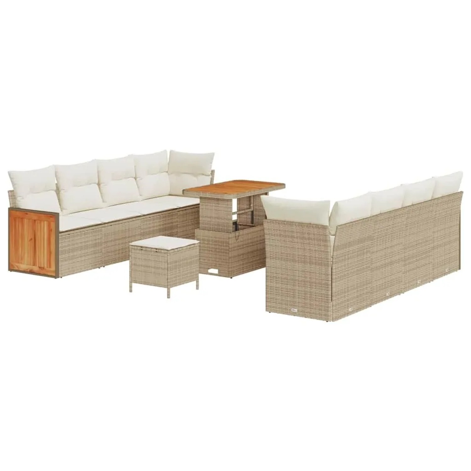 vidaXL Gartensofa-set mit Kissen 12-Tlg Beige und Creme Poly-Rattan 3365231 günstig online kaufen