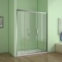Duschparadies Schiebetür 140 cm, Nischentür mit Sicherheitsglas und verchromtem Rahmen.