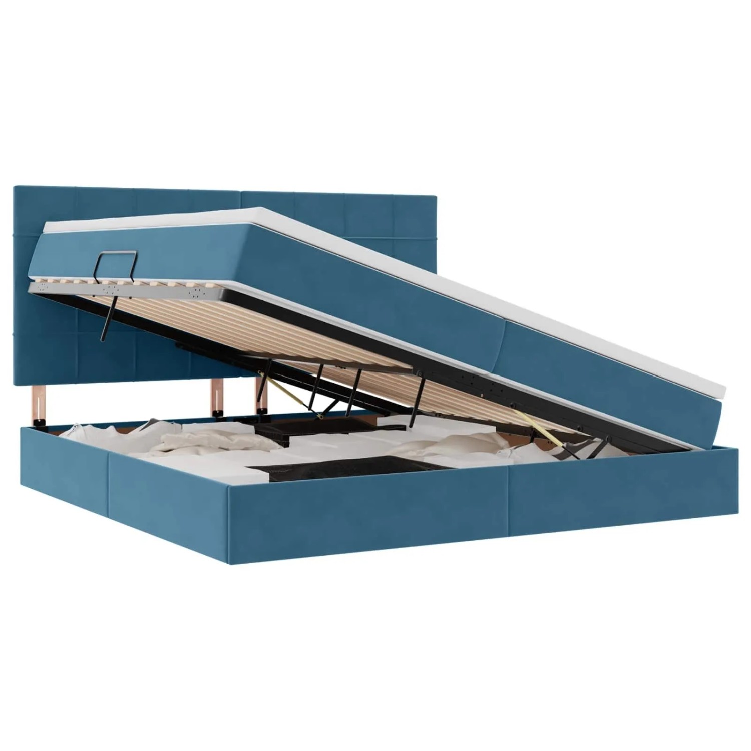 vidaXL Bett mit Stauraum und LED Dunkelblau 200 x 200 cm Samt 3372691
