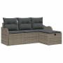 Graues 4-tlg. vidaXL Garten-Sofa-Set aus Polyrattan mit Kissen und Stauraum.
