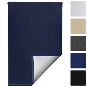 Sol Royal Thermorollo SolReflect T42, 70x220cm, Dunkelblau. Klemmfix Rollo für Fenster, mit Thermobeschichtung.
