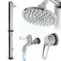 ML-Design Solardusche 35L, 217,5cm, mit Regenduschkopf und Fußdusche, silber-schwarz.