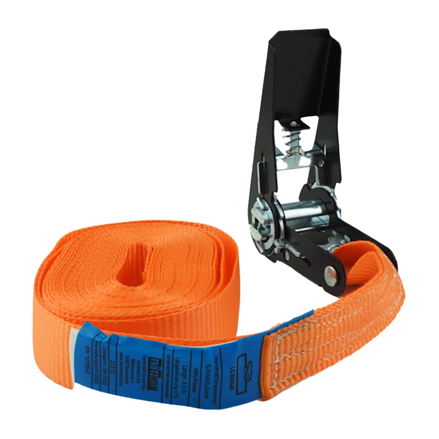 TRUTZHOLM Spanngurt mit Ratsche 6m Einteilig 800kg 0,8t Orange