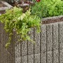 Grauer Mini-Pflanzstein (30x20x20 cm) bepflanzt mit verschiedenen Pflanzen.
