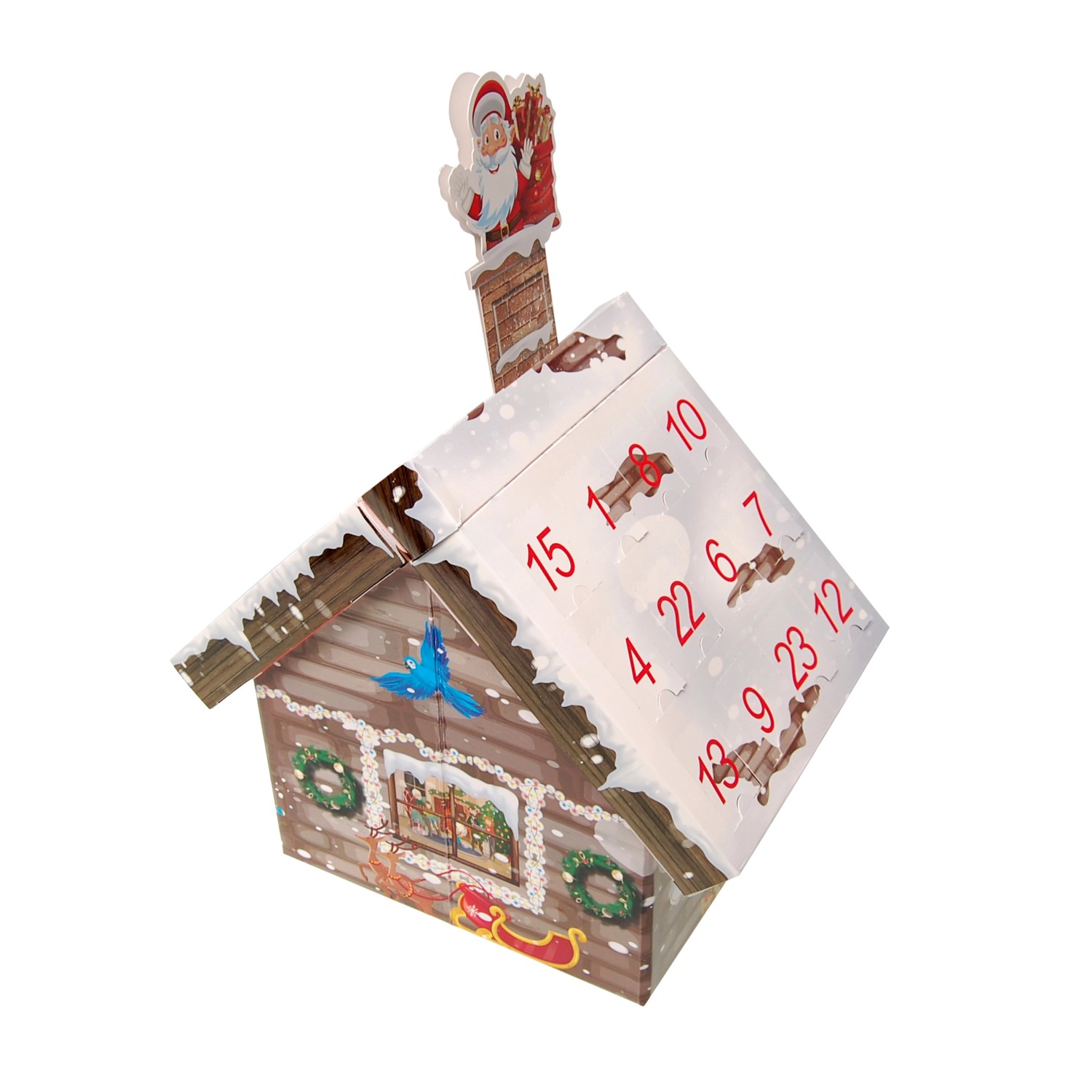 Krebs Glas Lauscha GmbH Christbaumschmuck Glas Adventskalender Adventshaus 4-5 cm 24 Anhänger