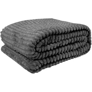 Anthrazitfarbene Bestlivings Kuscheldecke aus Flanell mit Jacquard-Muster, 130x170 cm.