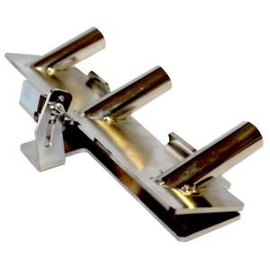 Verstellbarer Grillaufsatz aus Edelstahl, geeignet für Fisch und Schaschlik.