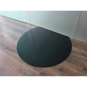 ECOfoxx Funkenschutzplatte Glasbodenplatte Kreisabschnitt 120x105cm Schwarz