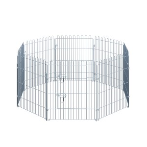 PawHut Freilaufgehege, 8-teiliger Laufstall für Tiere aus Metall, flexibel aufbaubar.