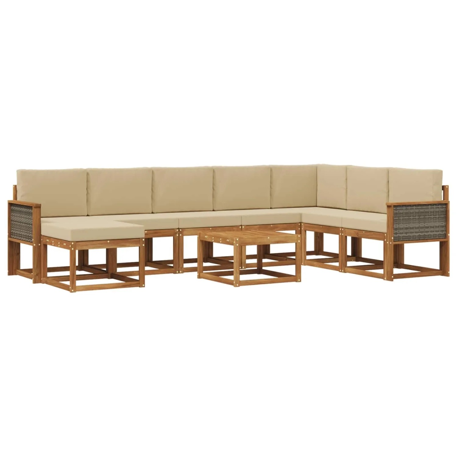 vidaXL Outdoor-Sofagarnitur 9 Stk Natur und Beige Massivholz Akazie 3385469