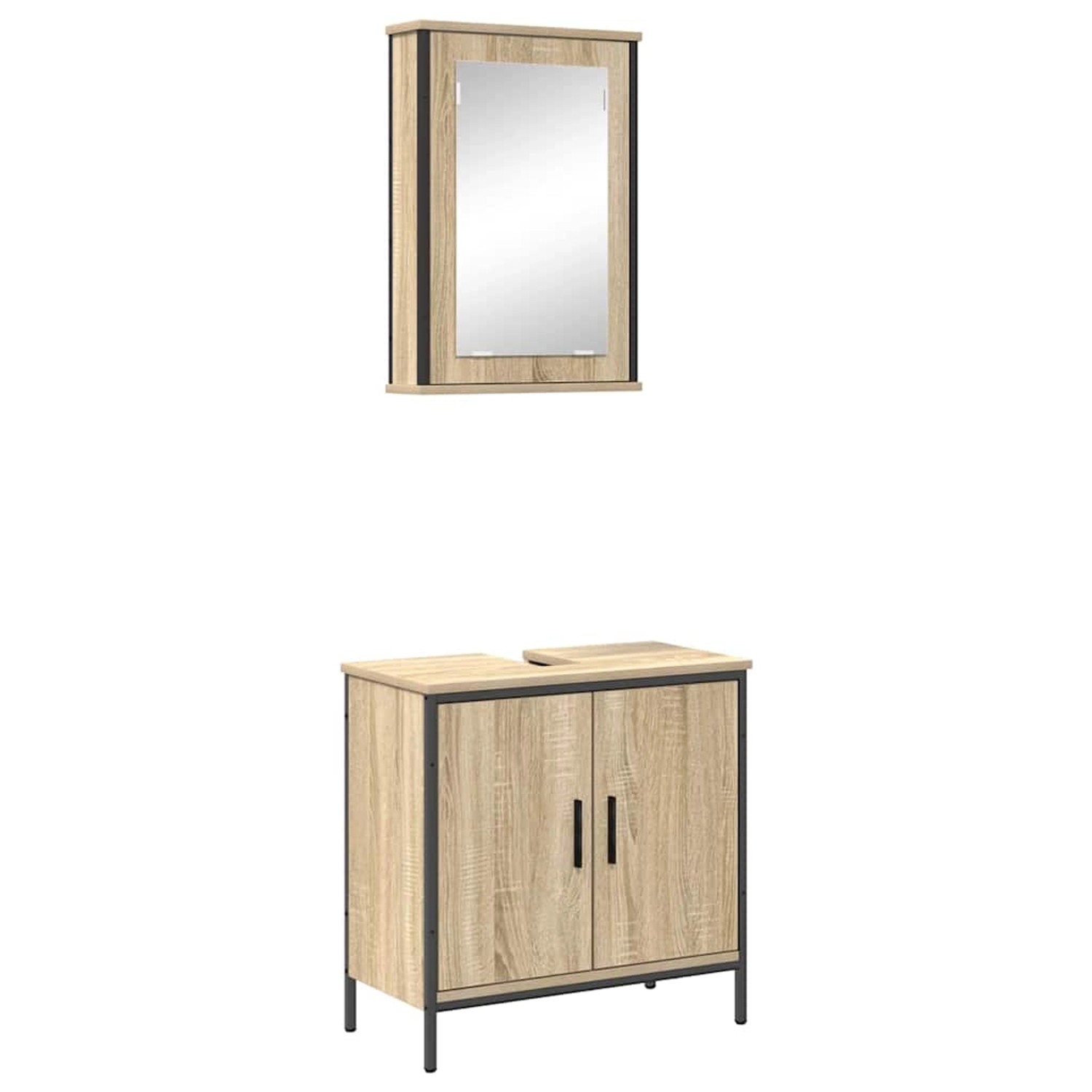 vidaXL Badezimmermöbel-Set mit Regal mit Tür 2-Tlg Braun Holzwerkstoff 3345 günstig online kaufen