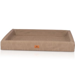 Knuffelwuff Hundebett Austin XXXL aus Kunstleder in Camel, orthopädisch.