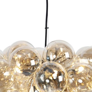 QAZQA Art Deco Hängelampe Schwarz mit Glas 8-Licht Uvas