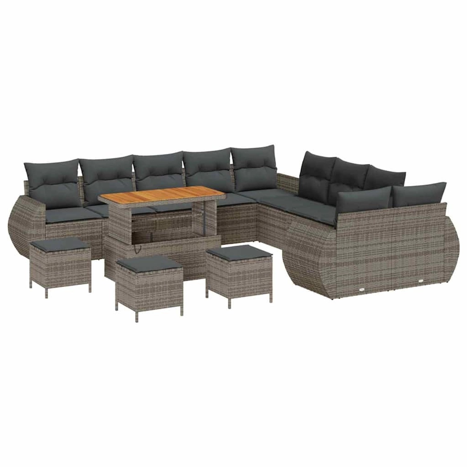 vidaXL Garten-Sofa-Set 14-Tlg Grau Poly Rattan 3361943 günstig online kaufen