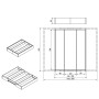 Technische Zeichnung: SOTECH ORGA-BOX UNIVERSAL Besteckkasten aus Bambus, verstellbar für Schubladen. Maße 65x470x350-580mm.