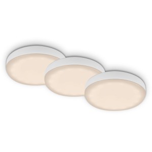3er-Set Briloner LED-Einbauleuchten Plat, weiß, warmweiß, Ø 7,5 cm. Ideal als Einbaustrahler.