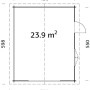 Grundriss der Palmako Holzgarage Roger (450x550cm) ohne Tor, mit Maßen und Tür-/Fensterposition.