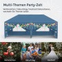 Blauer WOLTU Pavillon 3x6m mit Deko, wasserabweisend und UV-Schutz für Garten, Party und Hochzeit.
