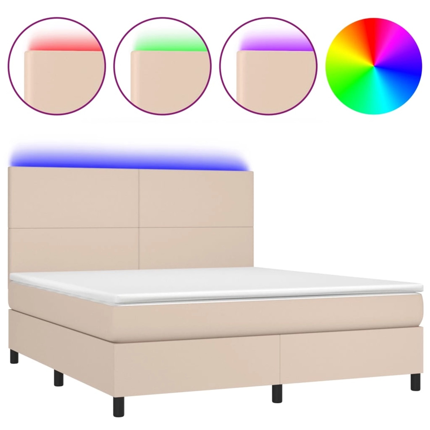 vidaXL Boxspringbett mit Matratze & LED Cappuccino-Braun 160x200cm 3135836 günstig online kaufen