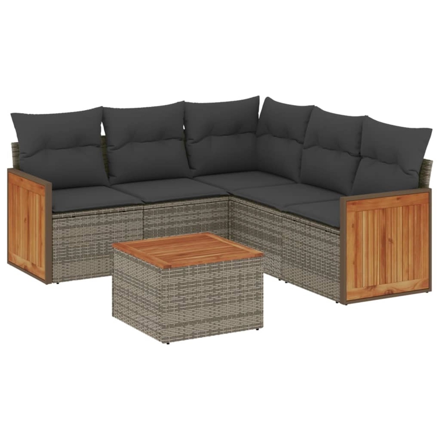 vidaXL 6-Tlg Garten-Sofagarnitur mit Kissen Grau Poly Rattan 3227649 günstig online kaufen