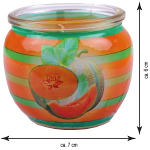 HS Candle Duftkerze Fresh Melon im Glas mit Melonen Motiv, 6er Pack.