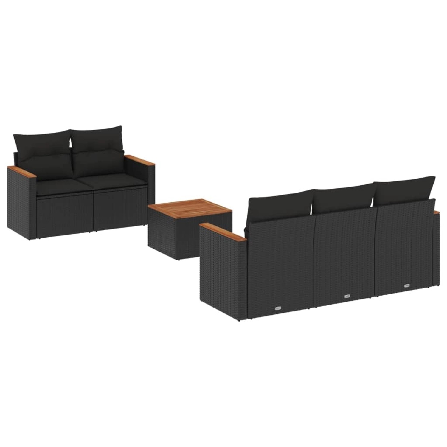 vidaXL 6-Tlg Garten-Sofagarnitur mit Kissen Schwarz Poly Rattan 3225782 günstig online kaufen