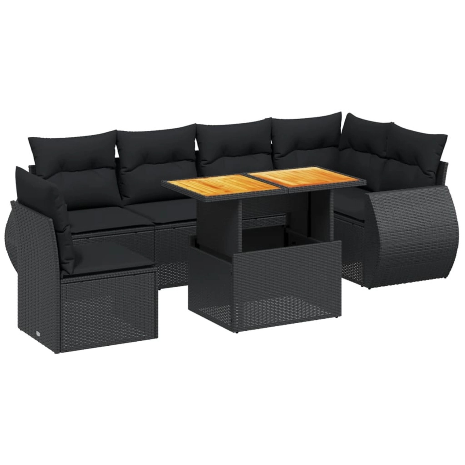 vidaXL 7-Tlg Garten-Sofagarnitur mit Kissen Schwarz Poly Rattan 3272217 günstig online kaufen