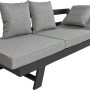Graues Funktionssofa Donna für den Garten mit verstellbaren Sitzelementen und Aluminiumgestell.