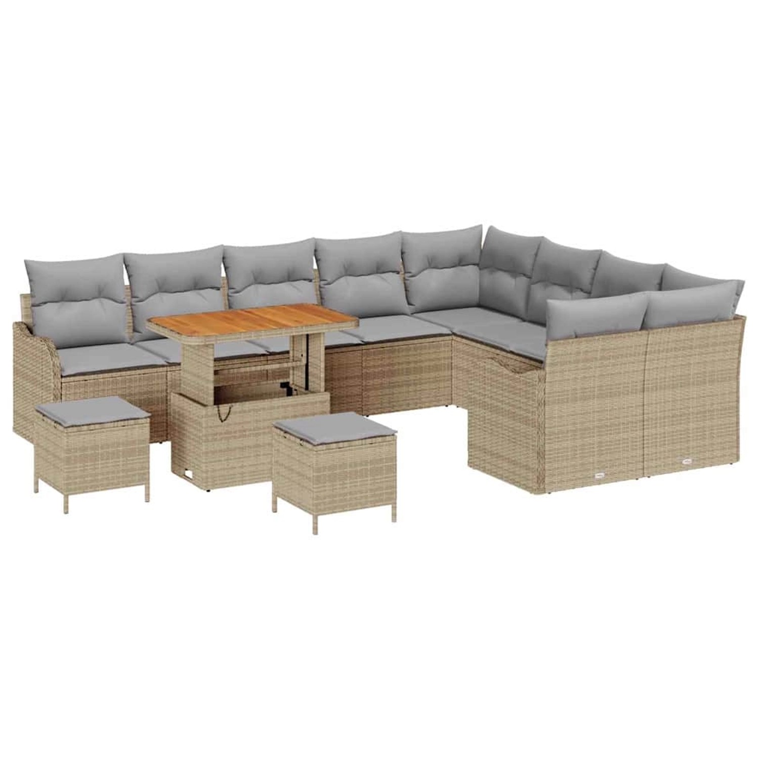 vidaXL Garten-Sofa-Set 12-Tlg Beige Poly Rattan 3362307 günstig online kaufen
