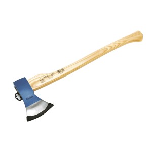 LUX Holzaxt Comfort, 60 cm, 1 kg. Axt mit Eschenstiel und blauem Axtkopf.