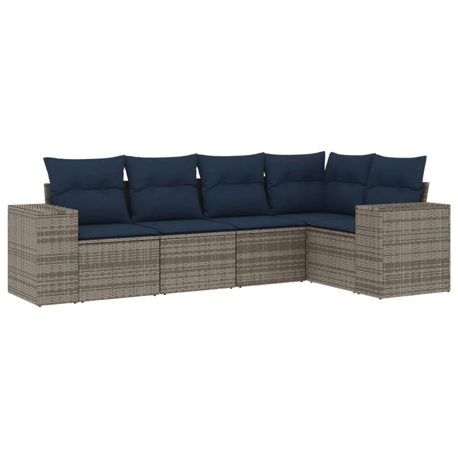 vidaXL 5-Tlg Gartensofa-Set mit Kissen Grau Polyrattan 3222530