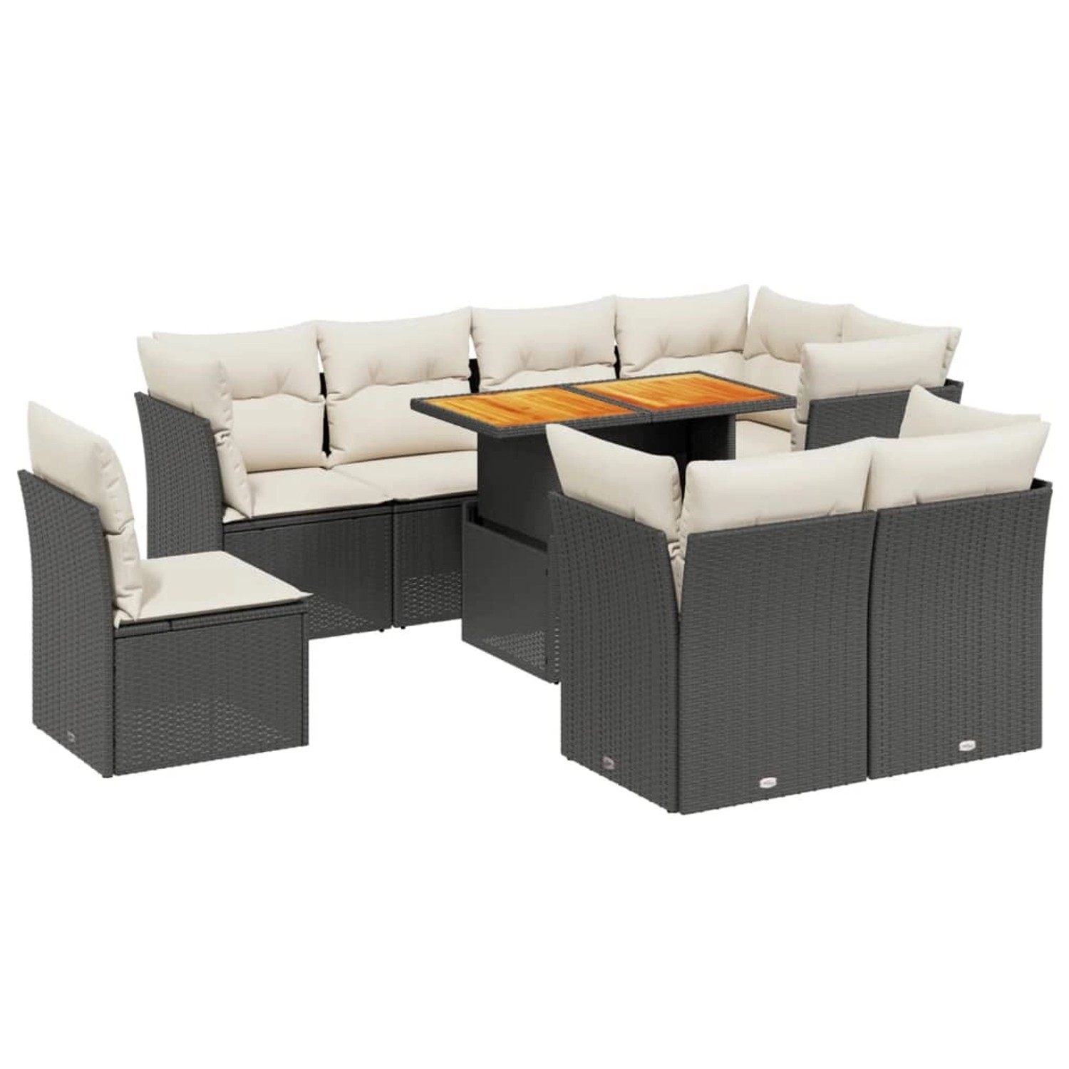 vidaXL 9-Tlg Garten-Sofagarnitur mit Kissen Schwarz Poly Rattan 3270930 günstig online kaufen
