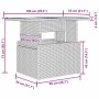 Abbildung der Maße des hellgrauen vidaXL Garten-Sofa-Sets aus Polyrattan, bestehend aus mehreren Teilen.
