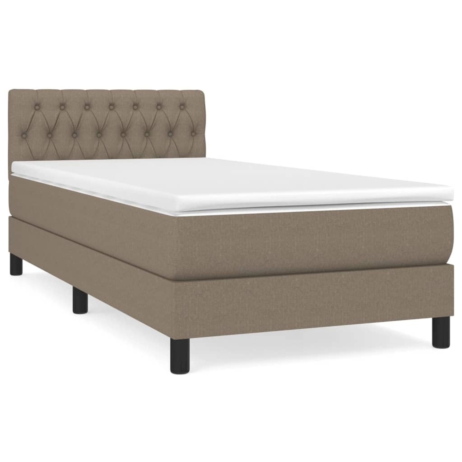 vidaXL Boxspringbett mit Matratze Taupe 90x200 cm Stoff1467635