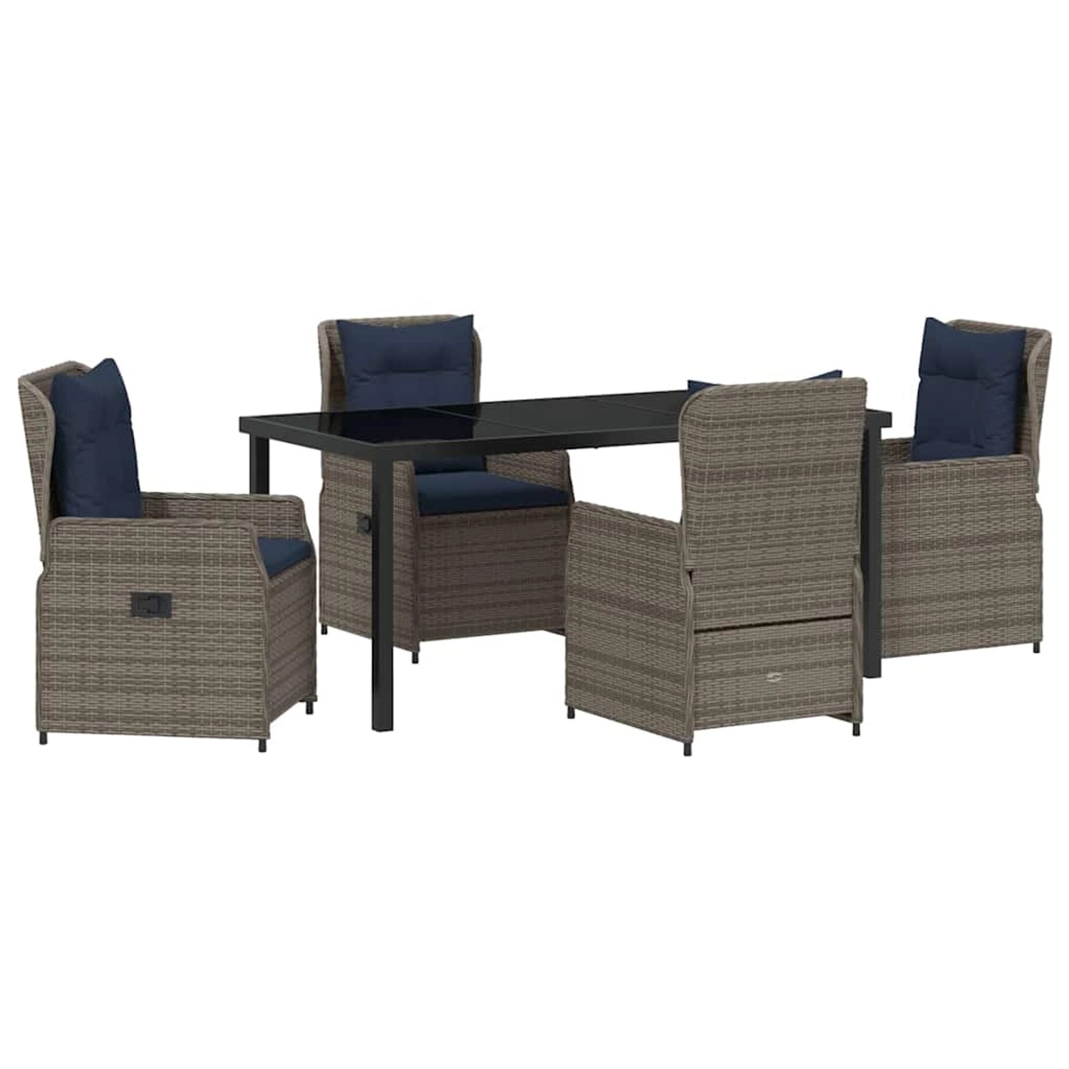 vidaXL Garten Essgruppe 5-Tlg Grau Poly Rattan 3381033 günstig online kaufen