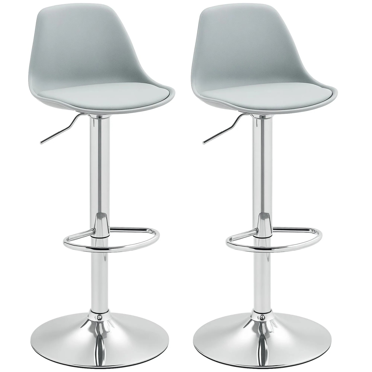 HOMCOM Barhocker mit Stahlgestell Kunstleder Grau 38L x 42B x 82-104H cm