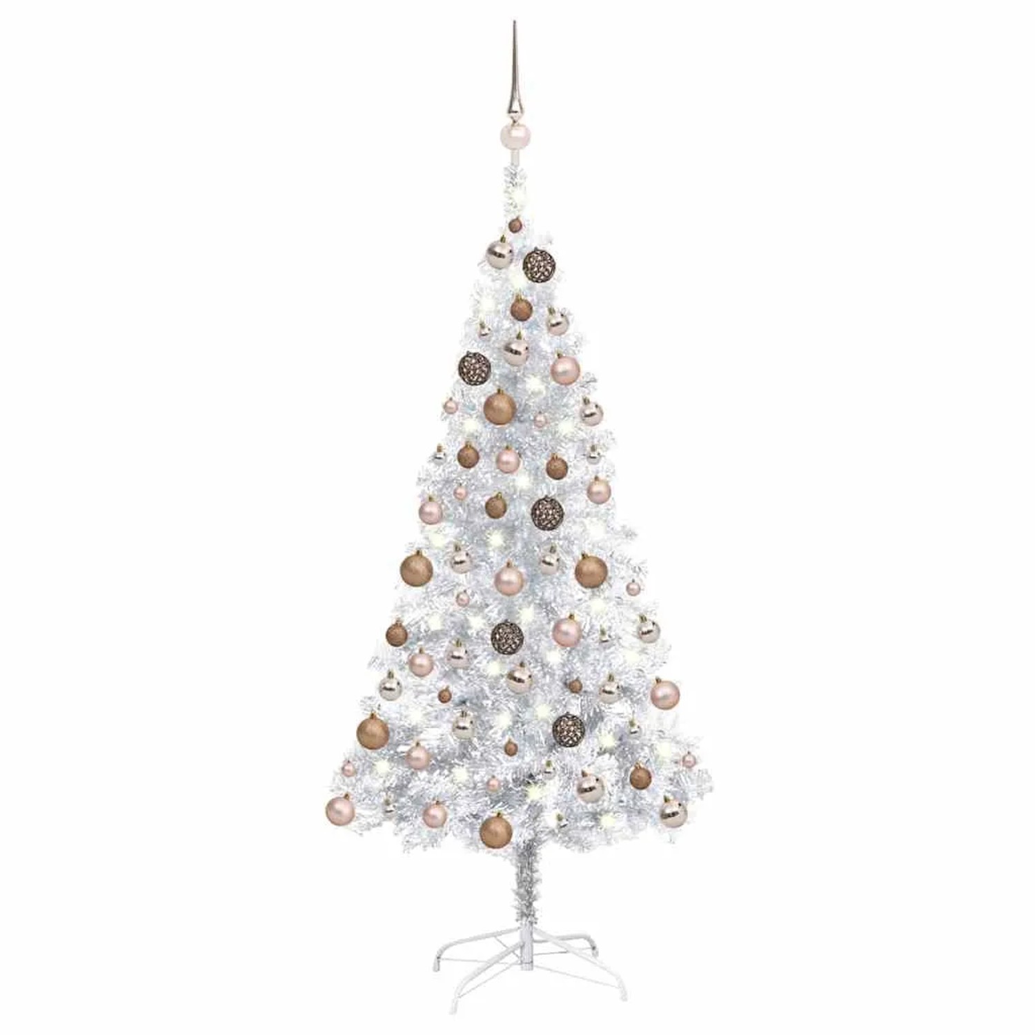 vidaXL Künstlicher Weihnachtsbaum Beleuchtung & Kugeln Silber 120 cm 3077608