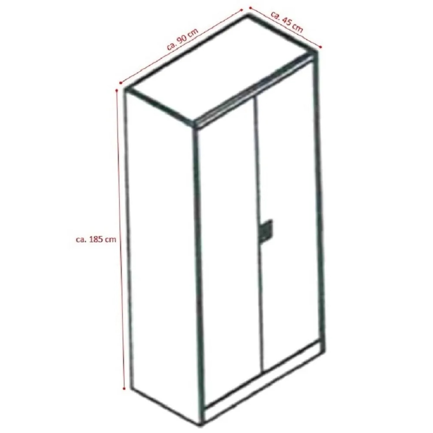 Jet-Line Stahlschrank Omsk, anthrazit-weiß, 90x45x185 cm, mit abschließbaren Türen und Garderobe.
